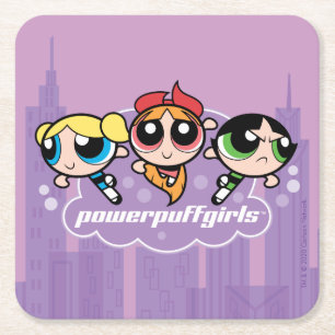 Dessous-de-verre Carré En Papier Logo du groupe Powerpuff Girls