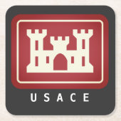 Dessous-de-verre Carré En Papier Logo et texte USACE (Devant)