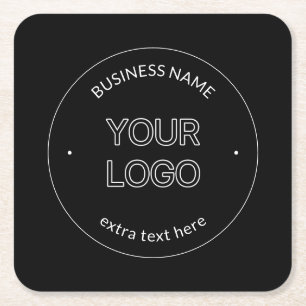 Dessous-de-verre Carré En Papier Logo modifiable et remplacement du nom de l'entrep