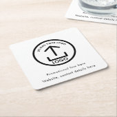 Dessous-de-verre Carré En Papier Logo professionnel personnalisé Texte promotionnel (Incliné)