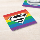 Dessous-de-verre Carré En Papier Logo Rainbow Superman (Incliné)