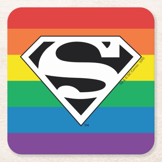Dessous-de-verre Carré En Papier Logo Rainbow Superman (Devant)