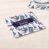 Dessous-de-verre Carré En Papier Londres, Angleterre (Incliné)