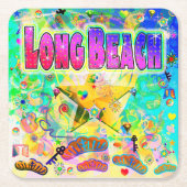 Dessous-de-verre Carré En Papier Long Beach Epoch Hour Montagnes Russes (Devant)