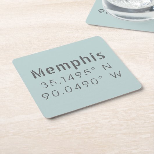 Dessous-de-verre Carré En Papier Longitude de la latitude de Memphis (Incliné)