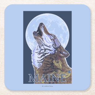 Dessous-de-verre Carré En Papier Loup de MaineHowling