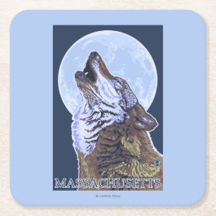 Dessous-de-verre Carré En Papier Loup de MassachusettsHowling
