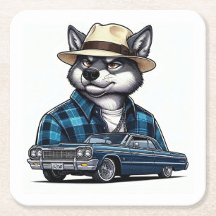 Dessous-de-verre Carré En Papier Loup Lowrider