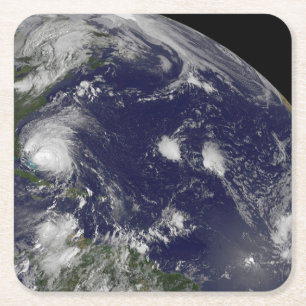 Dessous-de-verre Carré En Papier L'Ouragan Irene Traverse Les Bahamas.