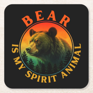 Dessous-de-verre Carré En Papier L'ours est mon animal spirituel