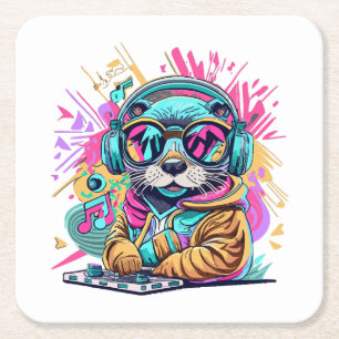 Dessous-de-verre Carré En Papier loutre Dj vibes 90