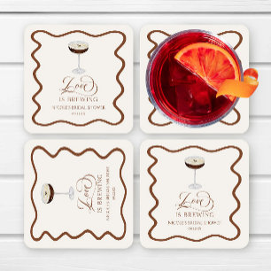 Dessous-de-verre Carré En Papier Love Is Brewing Expresso Martini Enterrement de Vi