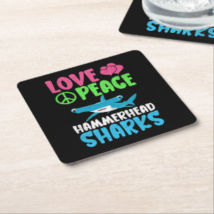 Dessous-de-verre Carré En Papier Love Peace Hammerhead Sharks mignonette Sea Animal