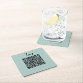 Dessous-de-verre Carré En Papier Love QR Code (En situation)