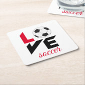 Dessous-de-verre Carré En Papier Love soccer (Incliné)