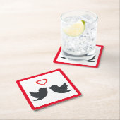 DESSOUS-DE-VERRE CARRÉ EN PAPIER LOVEBIRDS (En situation)