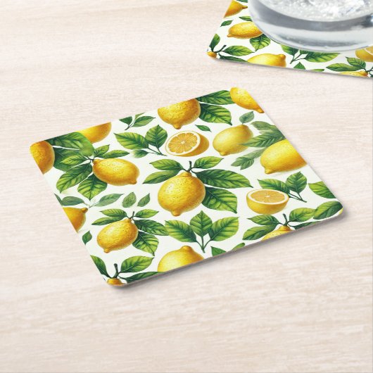 Dessous-de-verre Carré En Papier Lumineux et joyeux citrons modernes zesty (Incliné)