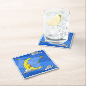 Dessous-de-verre Carré En Papier Lune en verre tendu, étoiles et nuages (En situation)