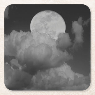 Dessous-de-verre Carré En Papier Lune et nuages sur le Kansas