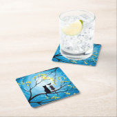 Dessous-de-verre Carré En Papier Lune lunaire avec chats (En situation)