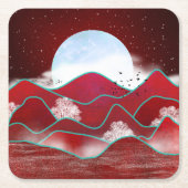 Dessous-de-verre Carré En Papier Lune rouge (Devant)