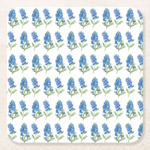 Dessous-de-verre Carré En Papier Lupins Fleurs Bleues du Texas Aquarelle