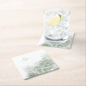 Dessous-de-verre Carré En Papier Lush Palm Leaf Mariage Moss Green/Wht ID956 (En situation)