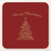 Dessous-de-verre Carré En Papier Luxurious Red and Gold Personalized Christmas (Devant)