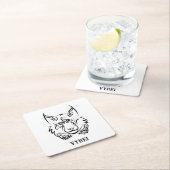 Dessous-de-verre Carré En Papier Lynx tribale noire et blanche (En situation)