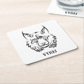 Dessous-de-verre Carré En Papier Lynx tribale noire et blanche (Incliné)