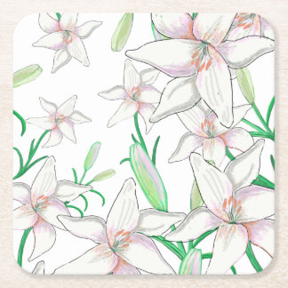 Dessous-de-verre Carré En Papier Lys blancs
