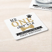 Dessous-de-verre Carré En Papier M. ONEderful 1st Birthday Party (Incliné)