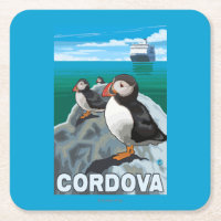 Macareux et bateau de croisière - Cordova, Alaska