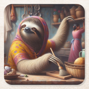 Dessous-de-verre Carré En Papier Machine à laver une cuisine