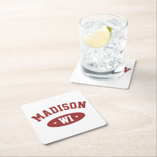Dessous-de-verre Carré En Papier Madison Wisconsin Retro Sporty Typography Coaster