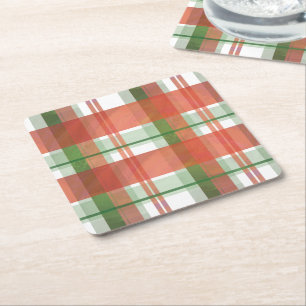 Dessous-de-verre Carré En Papier Madras Plaid Noël