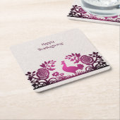 Dessous-de-verre Carré En Papier Magenta Thanksgiving Turquie Dessous de verre de p (Incliné)