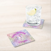 Dessous-de-verre Carré En Papier Magique Unicorn Cupcakes fête d'anniversaire (En situation)