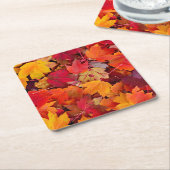 Dessous-de-verre Carré En Papier Magnifiques Feuilles d'érable (Incliné)