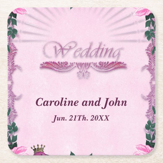 Dessous-de-verre Carré En Papier Magnifiques roses roses  (Devant)