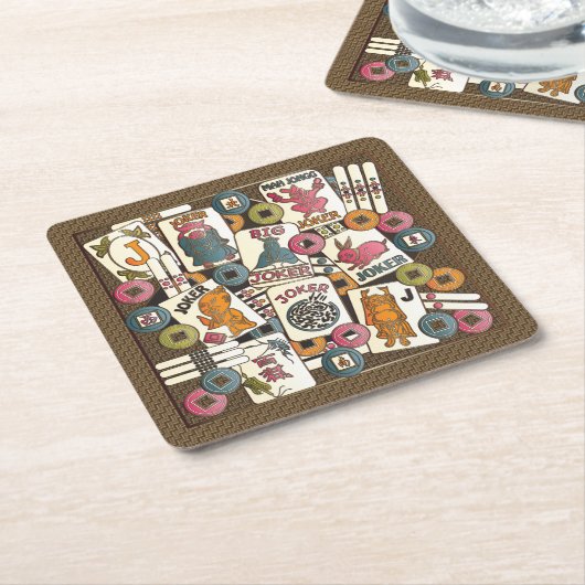 Dessous-de-verre Carré En Papier Mah Jong Jokers (Incliné)