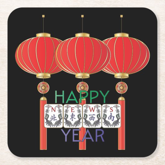 Dessous-de-verre Carré En Papier Mah Jongg News Dessous de verre de vacances (Devant)