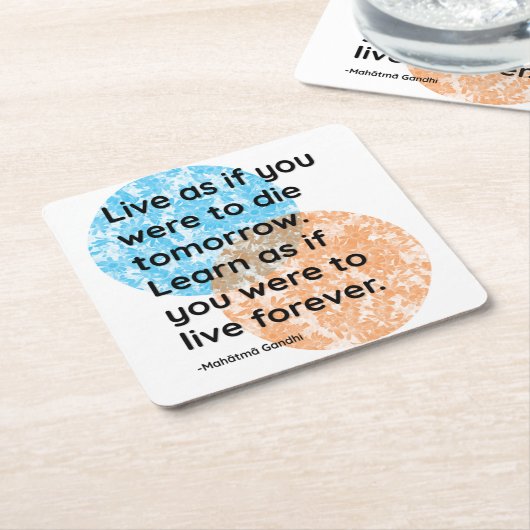 Dessous-de-verre Carré En Papier Mahatma Gandhi Live Learn Citations (Incliné)