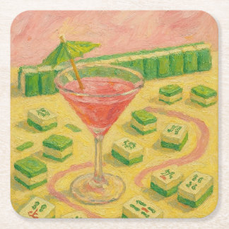 Dessous-de-verre Carré En Papier Mahjong Chic Peinture Cocktail