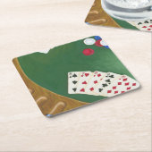 Dessous-de-verre Carré En Papier Main de poker de gain six à Dix (Incliné)