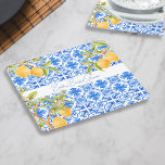 Dessous-de-verre Carré En Papier Main Squeeze Carrelage méditerranéen Lemons Bride<br><div class="desc">Présentez nos Dessous de verre en papier personnalisé "She Found Her Main Squeeze" - un mélange parfait d'élégance et de charme citronné pour accentuer votre fête de la douche nuptiale. Transportez vos invités dans la Méditerranée ensoleillée avec ces dessous de verre ornés de motifs captivants inspirés de carreaux traditionnels, complétés...</div>