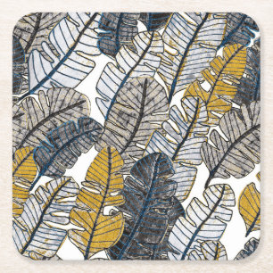 Dessous-de-verre Carré En Papier Main tirée : Feuilles tropicaux