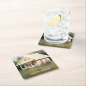 Dessous-de-verre Carré En Papier Maison Blanche (En situation)