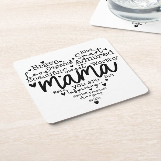 Dessous-de-verre Carré En Papier Maman, tu es (Incliné)