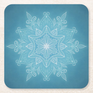Dessous-de-verre Carré En Papier Mandala boho bleu turquoise moderne et tendance